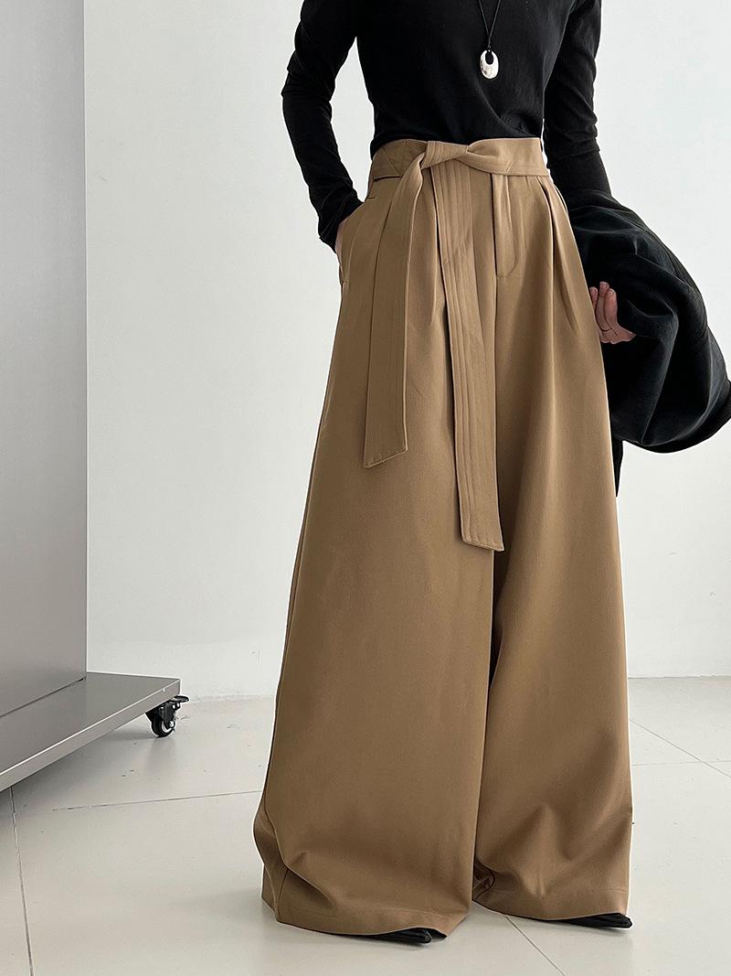 

Lu Xi Retro Design Tie-Up 3D Pleated Wide-Leg Autumn Women s Pants - Style 1708 S (Petite Version)