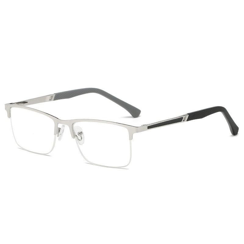 Men's Half-frame Business Reading Glasses Anti-blue Light Anti-fatigue Metal Frame Presbyopia Glasses +1.0 To +4.0