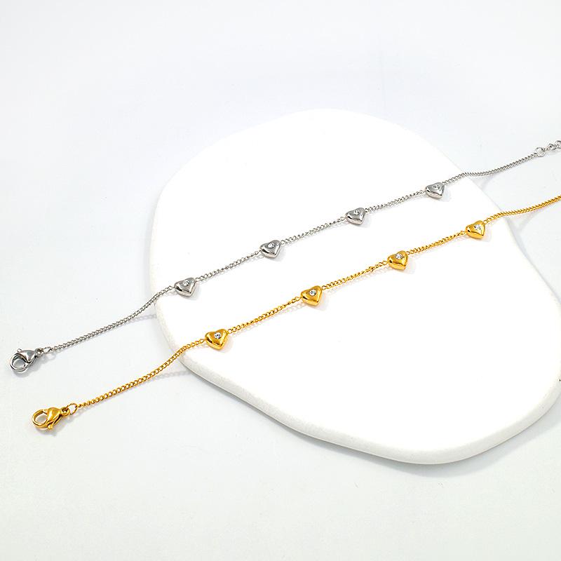 Heart-Shaped Zirconia Necklace & Earring Set in Titanium Steel - Elegant Women's Fashion Jewelry