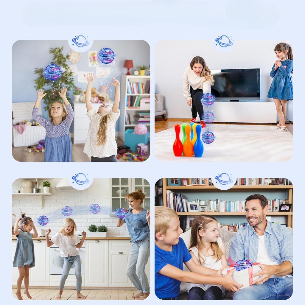 Flying ball, floating ball, manually controlled mini drone, RGB light-emitting magic boomerang ball, birthday gift, Christmas stocking filler