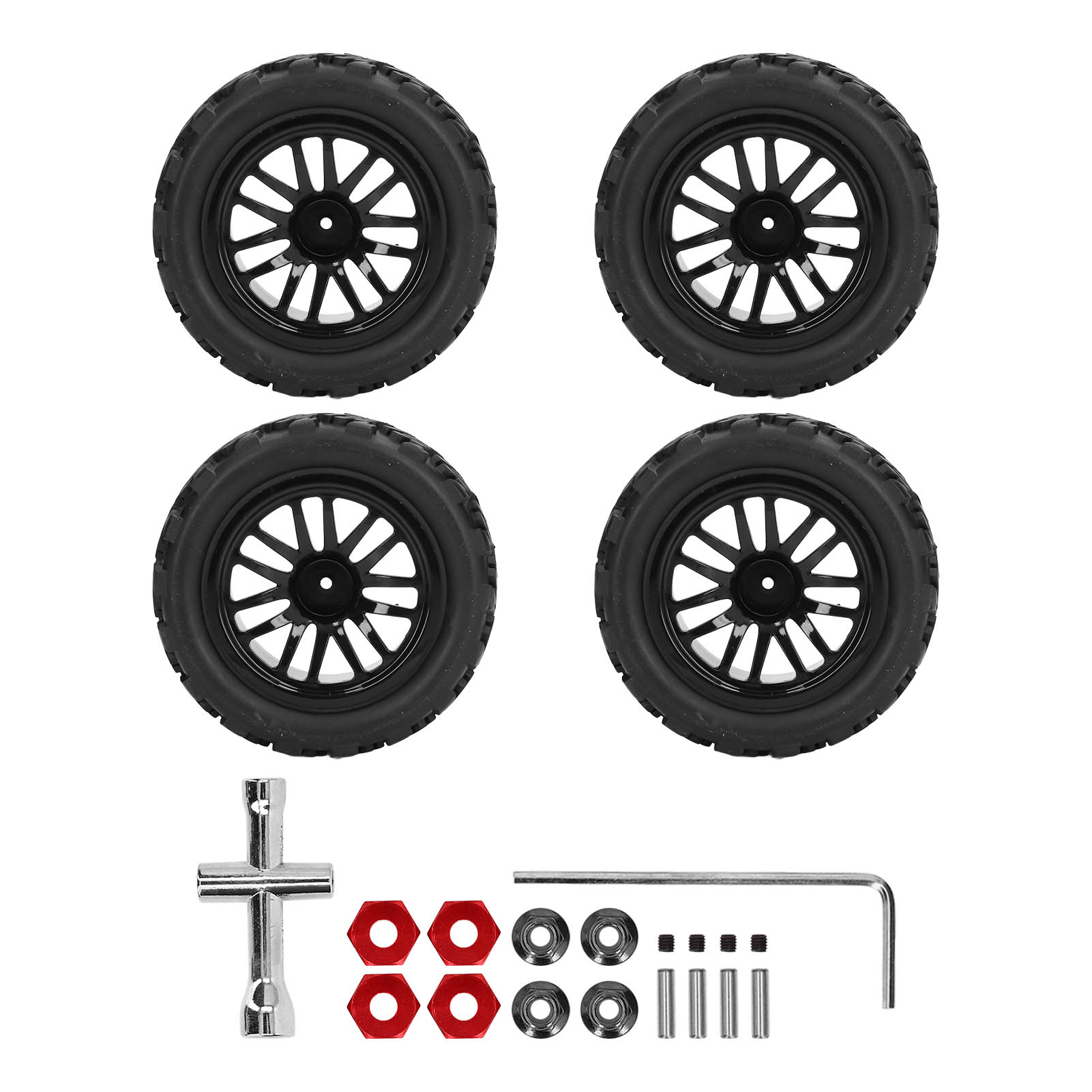 

4pcs RC Tires Plastic Black Wear Resistant Micro Crawler Tires with Combiners Nuts for 18 for 110