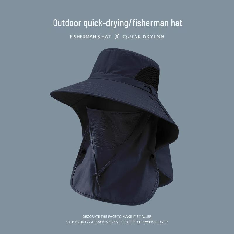 Men's Summer UV-Protection Wide Brim Outdoor Sun Hat with Face Covering for Fishing and Travel