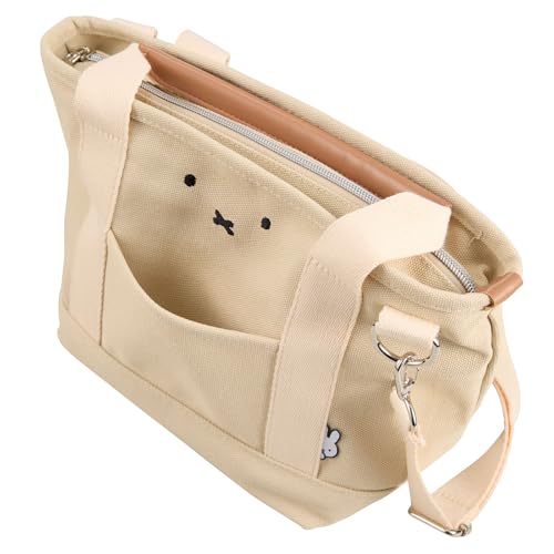 Hapitas 2-Way Insulated Tote Bag with Shoulder Strap, Canvas Lunch Bag, Miffy Women's, Ivory Face