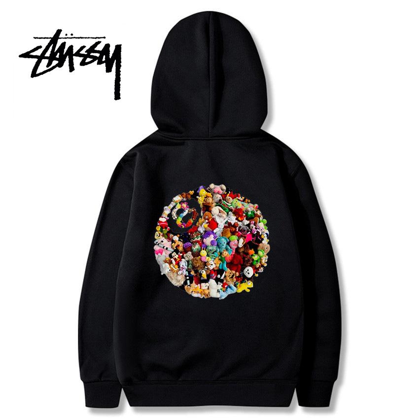

Stussy 2023, осень/зима, кукла Stussy, размер 8, мужская и женская толстовка с капюшоном с принтом шариков, европейский размер, большие размеры
