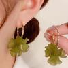 Summer Green Flower Fashionable and Elegant Earrings Temperament Versatile Sweet Stud Earrings Atmospheric Fresh Earrings