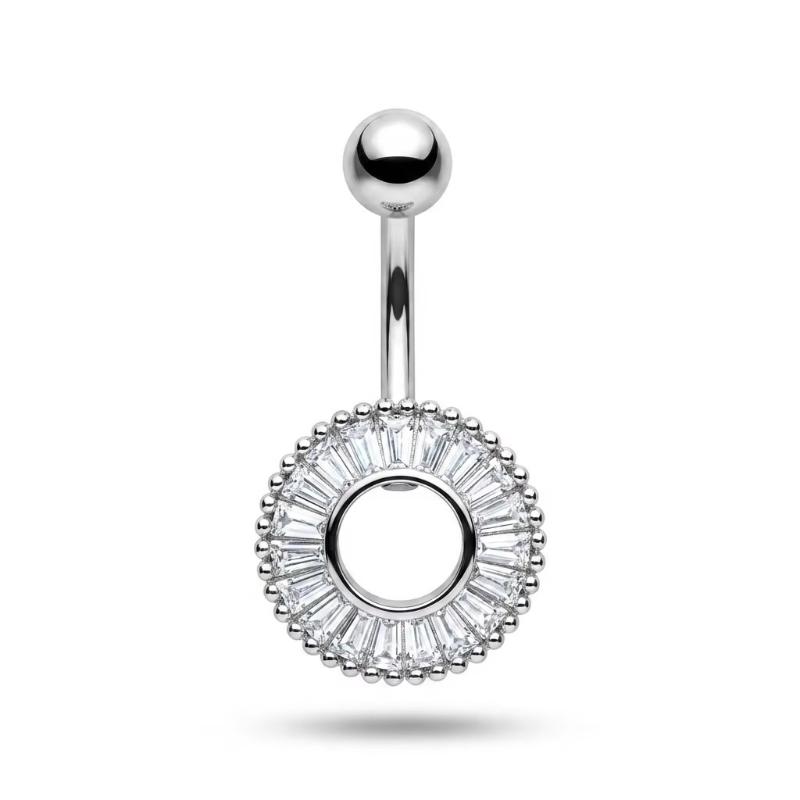 Crystal Dangling Heart Zircon Stainless Steel Navel Belly Button Piercing Jewelry For Women