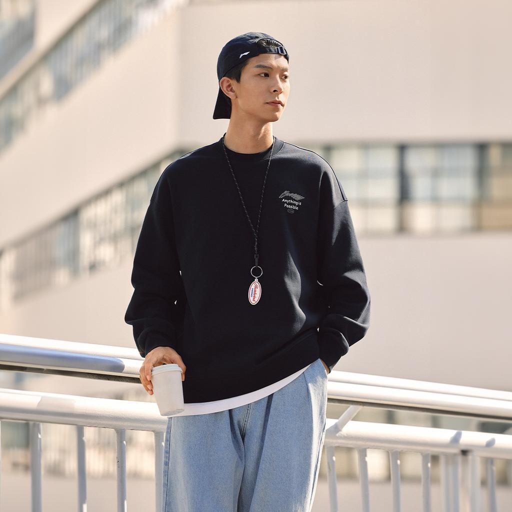 Li Ning Sports Fashion Collection Sweatshirt Unisex Black AWDUF05-1