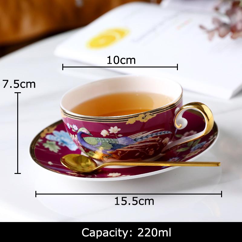 Phoenix Pattern Bone China Cup&saucer Exquisite Gilding Coffee Mug Dining Table Milk Mugs Afternoon Tea Teacup Fruits Juice Cup