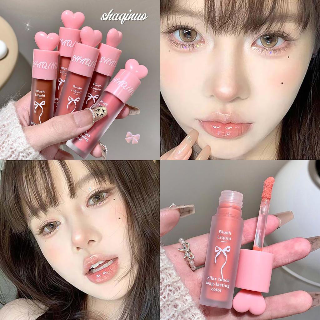 SHAQINUO Drunken Pink Long-Lasting Waterproof Blush: Natural Whitening, Fade-Resistant, Perfect for Student Parties.