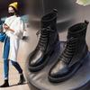 Leather Martin Boots Autumn New Leather Boots Women's Medium Tube Casual Thick Heel Short Boots Women's Socks Thick Sole Women's Boots