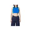 Adidas Originals Cropped Tank Top With Striped Brand Logo Embroidery Women Tops Blue JH0620