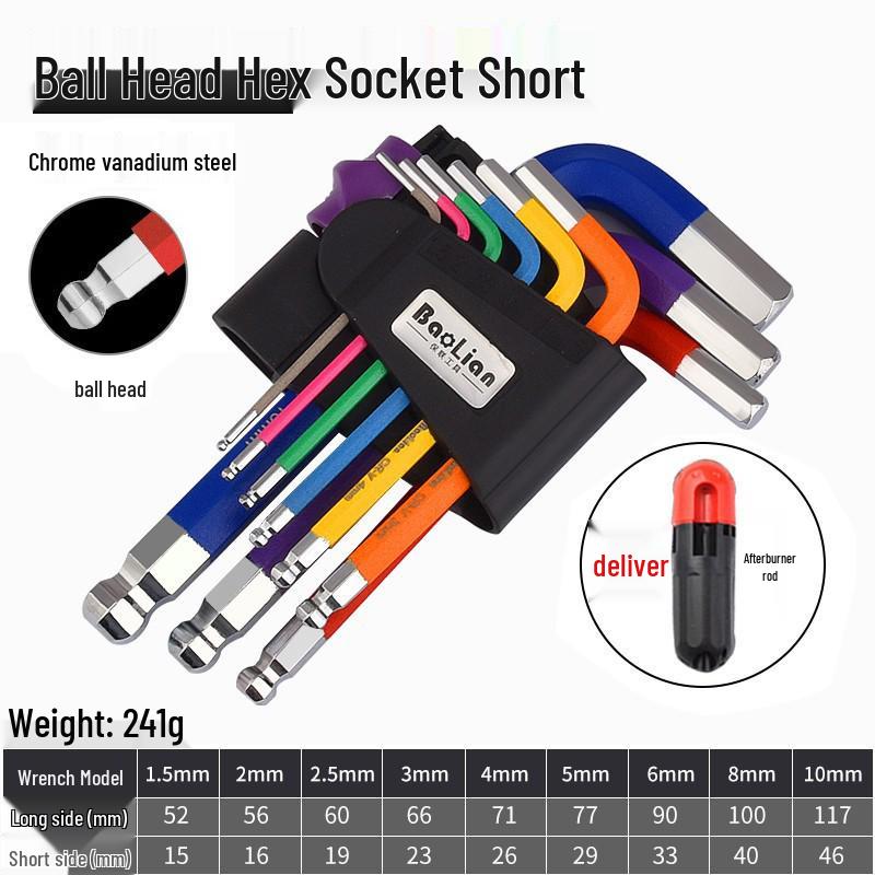 Colored Hex Key Set with Multifunctional 6-Point Screwdriver