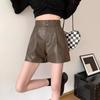 Black Hot Woman Short Pants Baggy Elastic Waist Shorts Fashion High Waist Leather Shorts  Summer