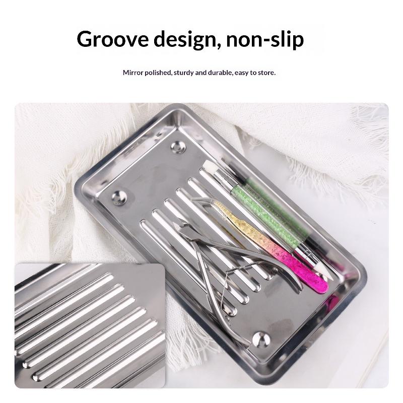 Edelstahl Desinfektionsschale Kosmetik Aufbewahrungsschale Nagelkunst Maniküreplatte Pinzette Nagelknipser Behälter Reinigungswerkzeuge