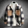 Men's Striped Plaid Casual Loose Button Lapel Long Sleeve Hooded Cardigan Shirt Jacket
