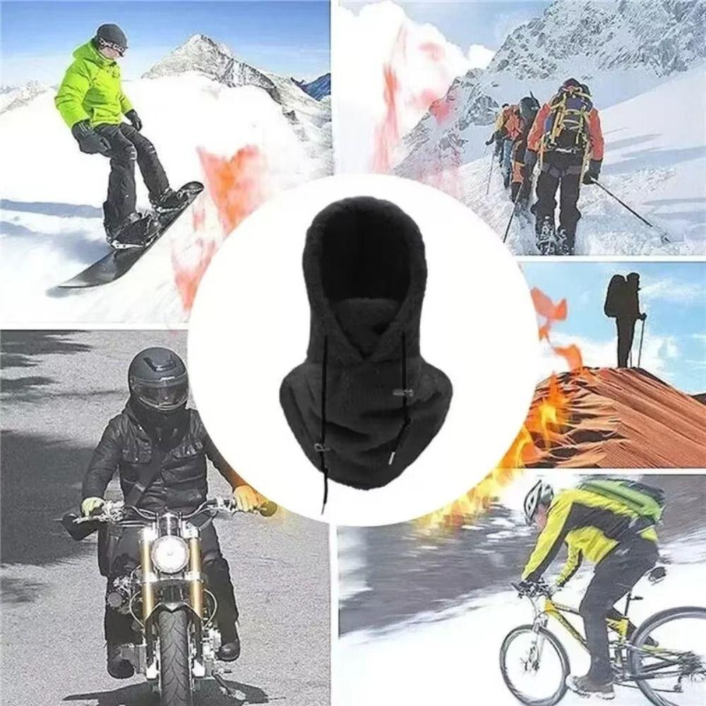 Windproof Plush Sherpa Hood Thickened Ski Mask Hat Fashion Face Cover Cap Outdoor Sports