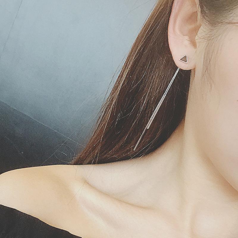 New Geometric Triangle Long Tassel Bar Drop Earrings For Women Minimalist Personality Ear Line Dangle Long Earrings Oorbellen
