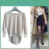 Cotton Long Sleeve Loose Fit T Shirt For Women With Curved Hem Casual Top