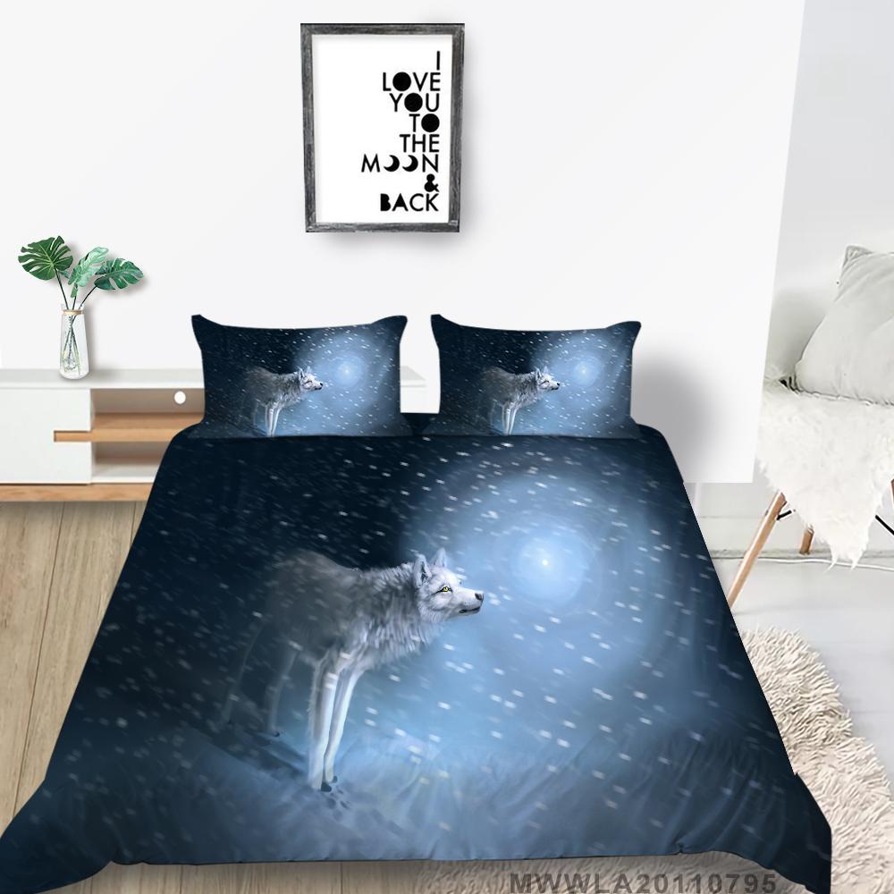 Duvet Cover Set with Pillowcase Wolf Painting Luxury Home Bed Clothes Unique Design Cool Bedding Cover Suit Fashionable