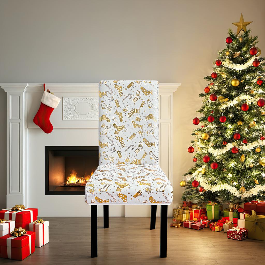 Stretch Print Christmas Chair Cover Christmas Chair Cover Decoration