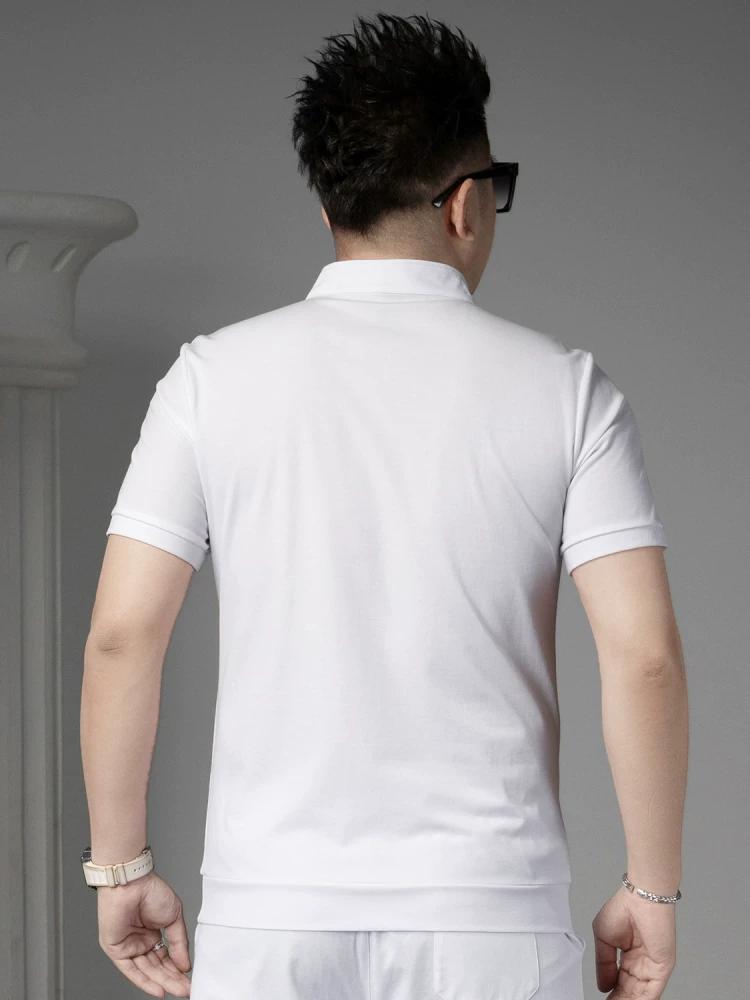 European Goods Short sleeve Polo Shirt Men's 2025 Summer New Fashion Brand Bronzing Stand Collar T-shirt Casual Half Sleeve Top Men