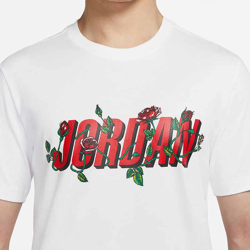 Jordan Sorry Letter Logo Print American Retro Round Neck Short Sleeve T-Shirt Men Tops White DQ7389-100