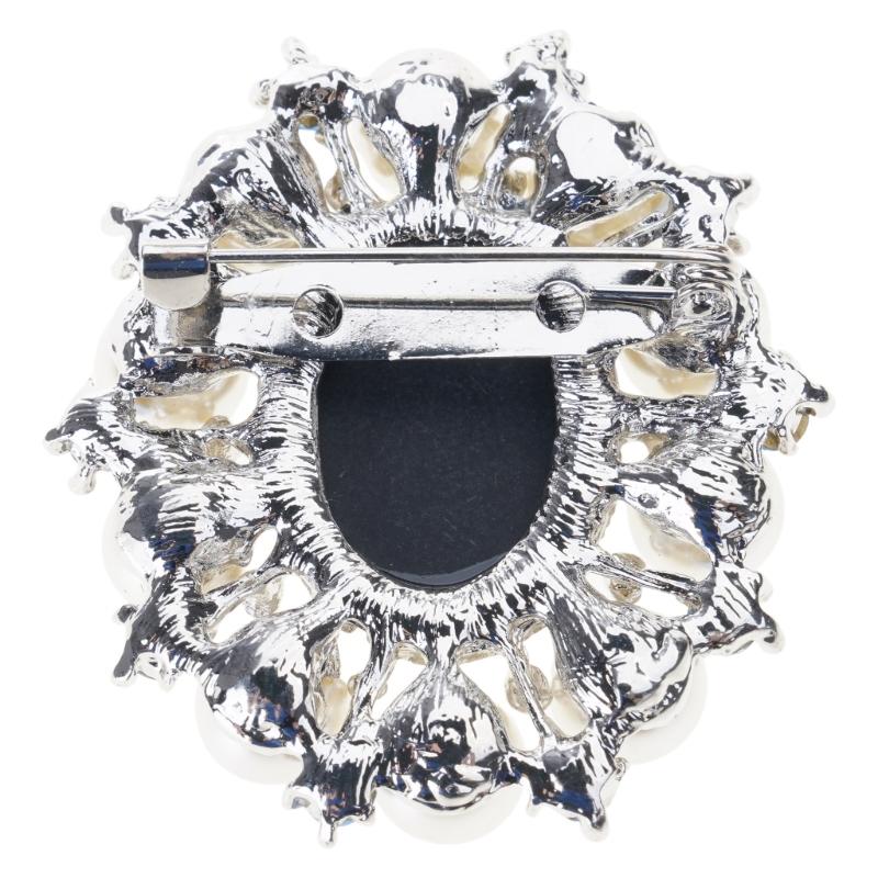Crystal Rhinestones Cameo Vintage Brooch Pin Baroque Pearls Badge Stylish Clothing Accessories for Women