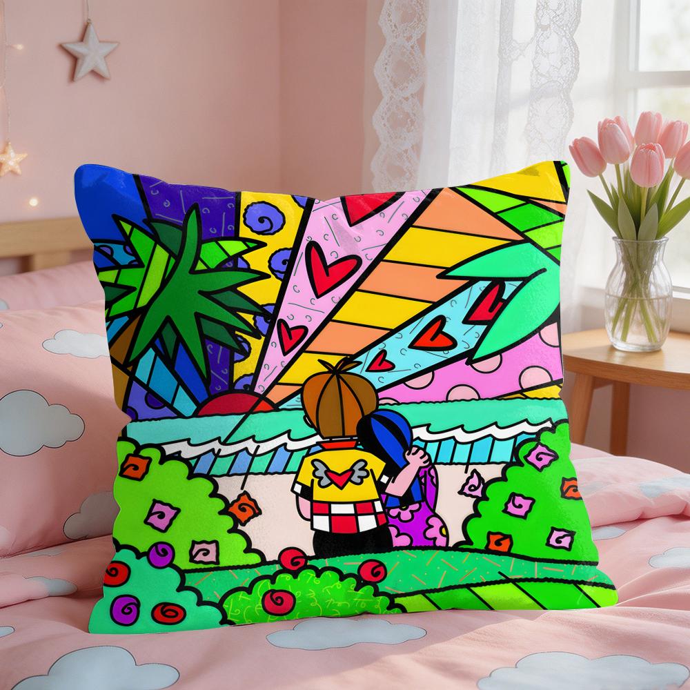 BBritto Art Design Abstract Cushion Cover Square Short Plush Pillow Case Living Room Sofa Home Decor Funda X