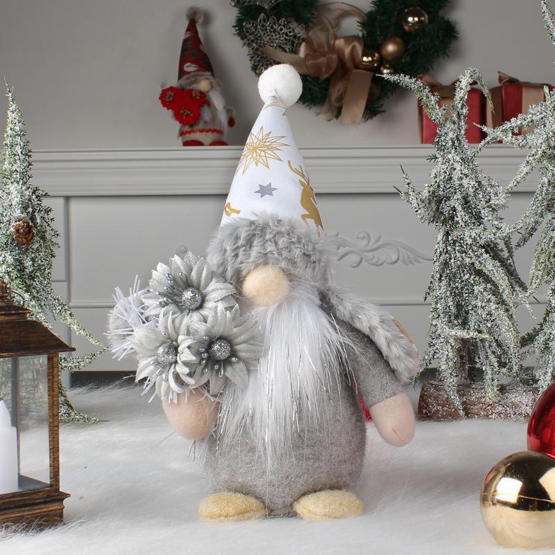 

Hooded Faceless Gold And Silver Doll Creative Standing Pygmy Santa Doll Desktop Decoration