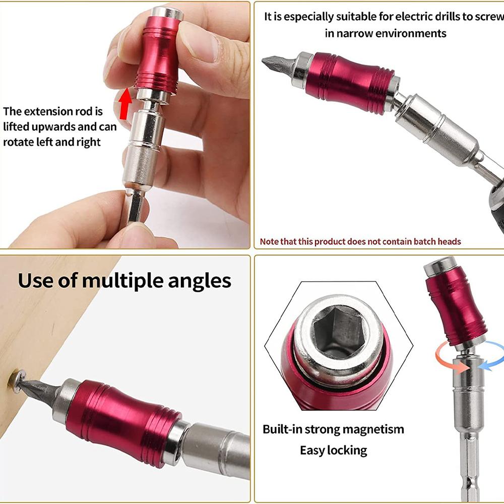 Drill Bit Extension Pivot 1/4 Inch Hex Quick Release Pivoting Screwd Drill Bit Holder Magnetic Swiveling Bit Tip Holder Set