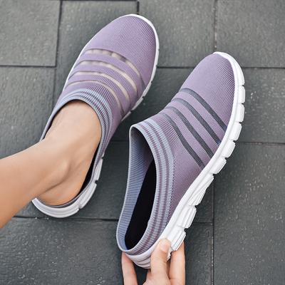 Women's Shoes New Breathable Mesh Fabric Men's Soft Soled Casual Lazy Half Slippers Lightweight Indoor No Heels Shoes