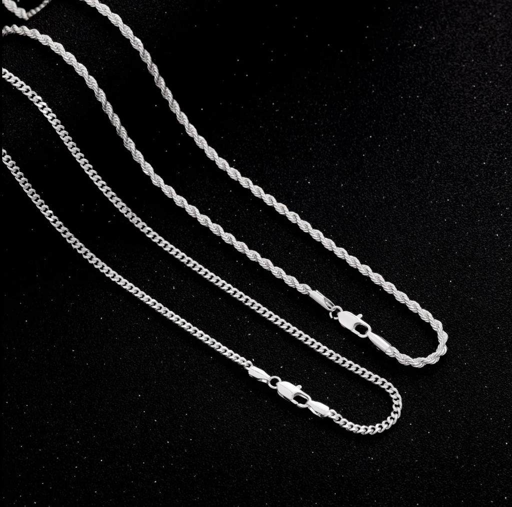  alla moda Doppio Set di Catene + Croce, Unisex - Set di Collane a Catena Cubana Stratificata da 3 mm Gioielli Minimalisti Regalo 20-24 Pollici Regalo