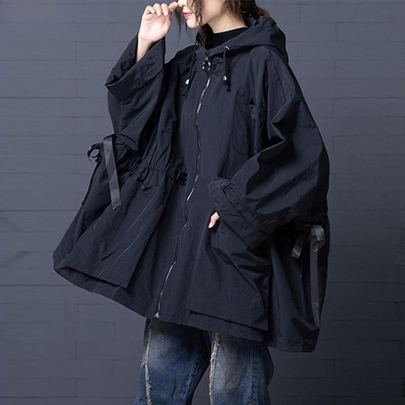 Women Jacket Coat Big Size  Autumn Winter Vintage Female Outerwear Loose Big Size Long Sleeve Hooded Clothes
