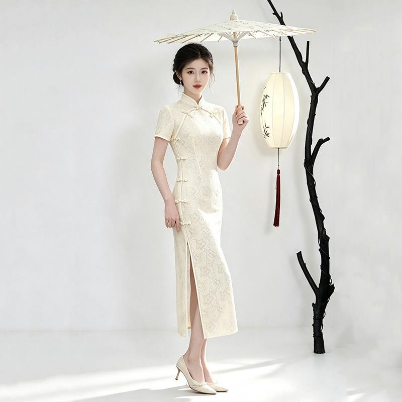 Lace national style new Chinese style Suzhou daily long cheongsam improved young 1011 new women's high-end catwalk