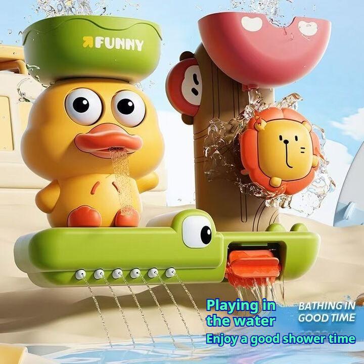 Baby Children's Water Toy Suction Cup Rotating Le Meng Duck Waterwheel Bathroom Shower Boy Four-in-one Water Spray Toy