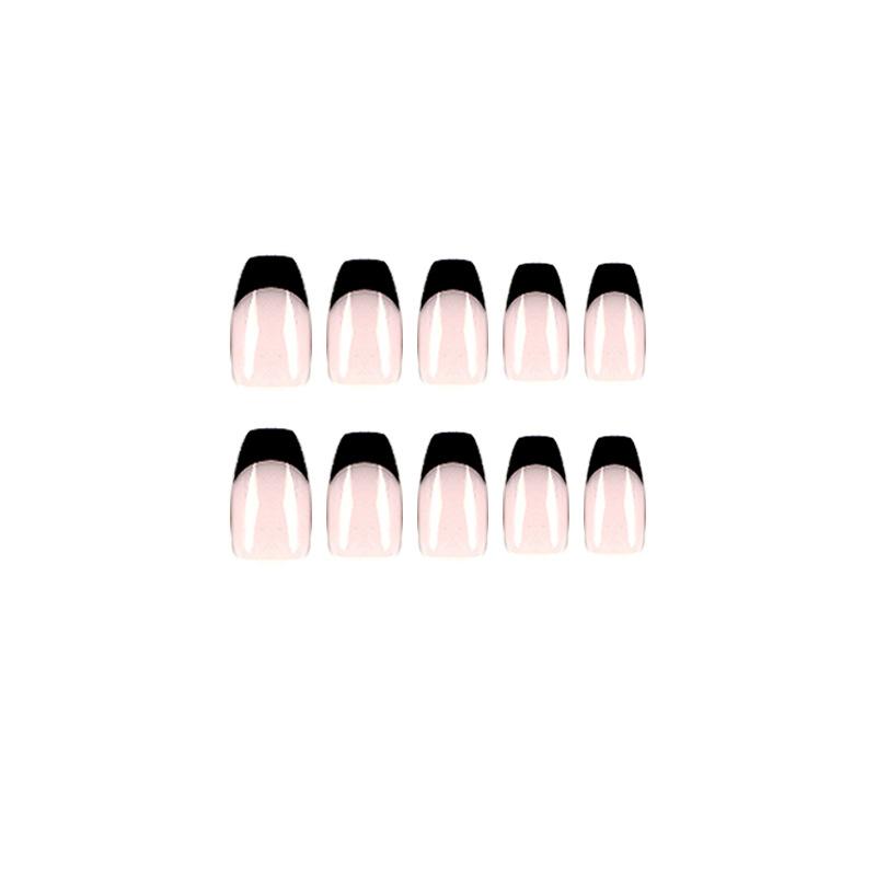 24 Teile/satz Schnelle Nägel Schwarz Kurze Ballett Falsche Nials Aufkleber Tragbare Wasserdichte Maniküre Fertige Nägel