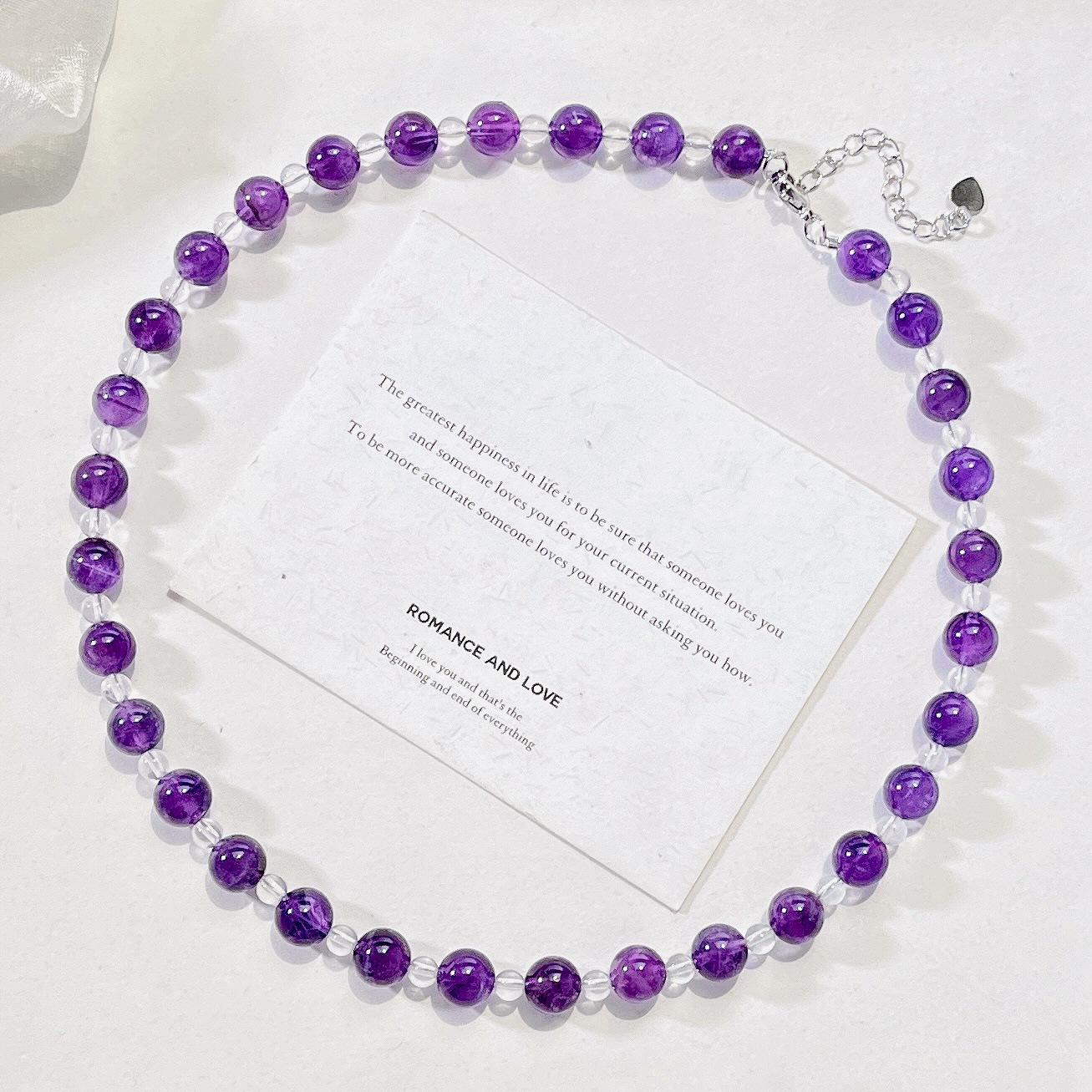 High Quality Natural Amethyst White Crystal Design Necklace Sweater Chain