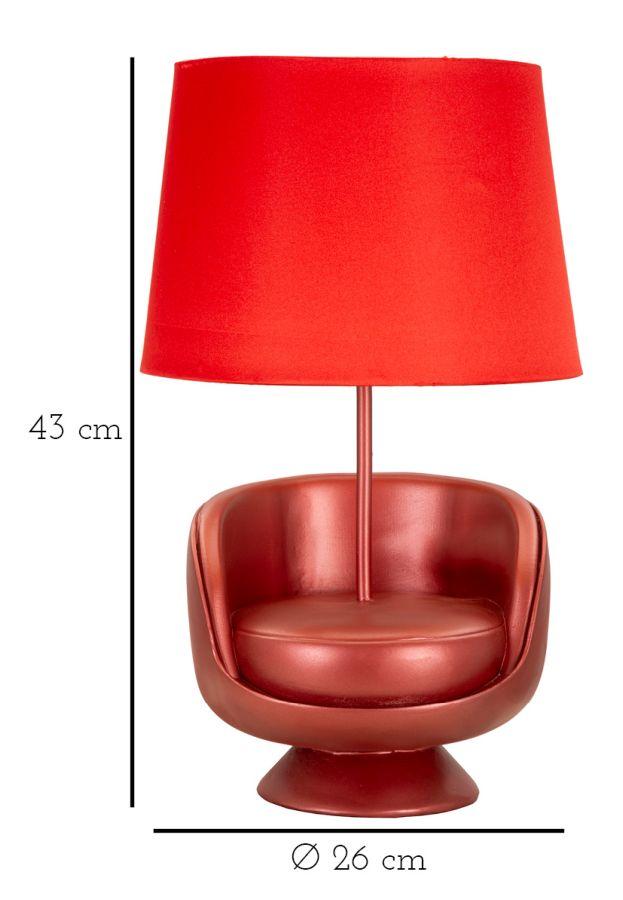 Table Lamp Midcentury Red Cm Ø 26X43
