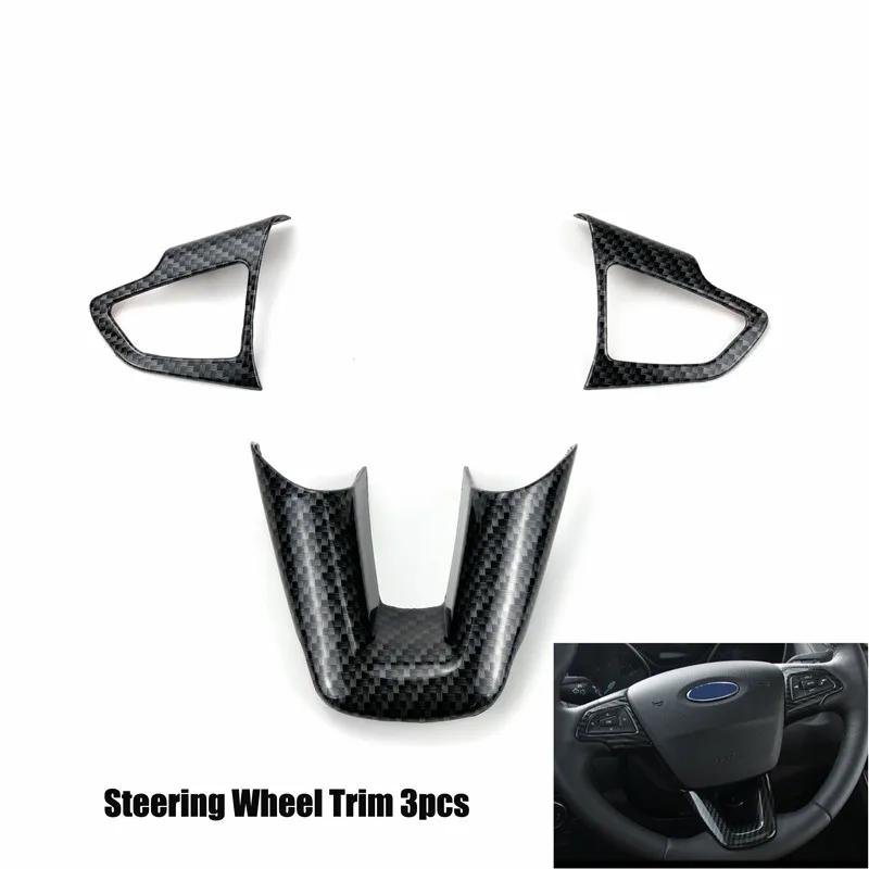 Cotochsun 3pcs/set Car-styling ABS Chrome Steering Wheel Cover Decoration Sticker Case For Focus 3 KUGA Ecosport (2016-2017)