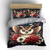 Owl Floral Art Decor Set Bedding Set with 1 Duvet Cover 2 Pillowcases Single Double King Queen, Gift
