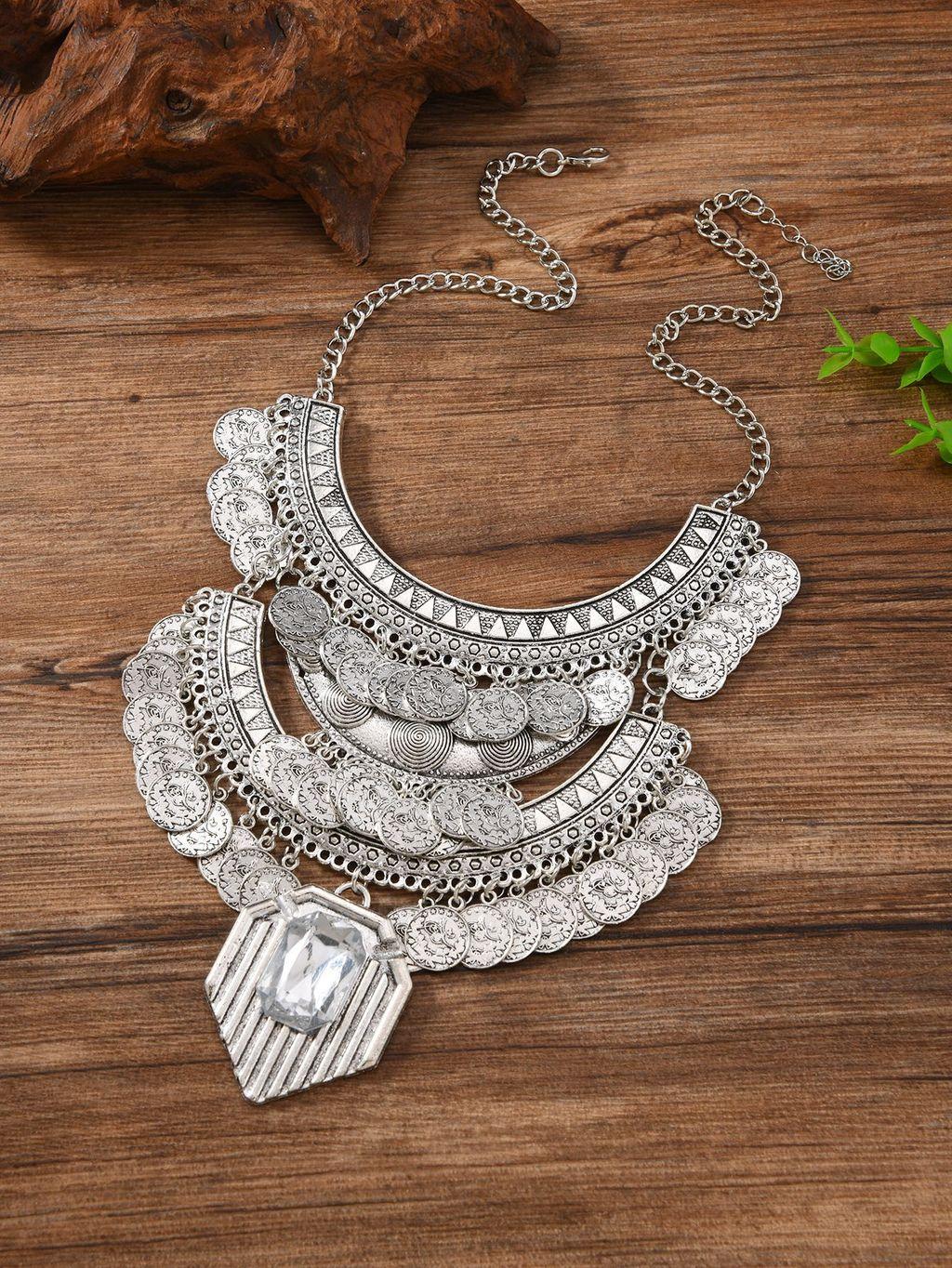 Ретро Геометрический Сплавной Чокер С Многослойными Кисточками и Вечерний Аксессуар Для Женщин белый