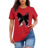 Ladies' Loose Comfortable Casual Fashionable  Bow Pattern Printed Round Neck Short Sleeved Shirt