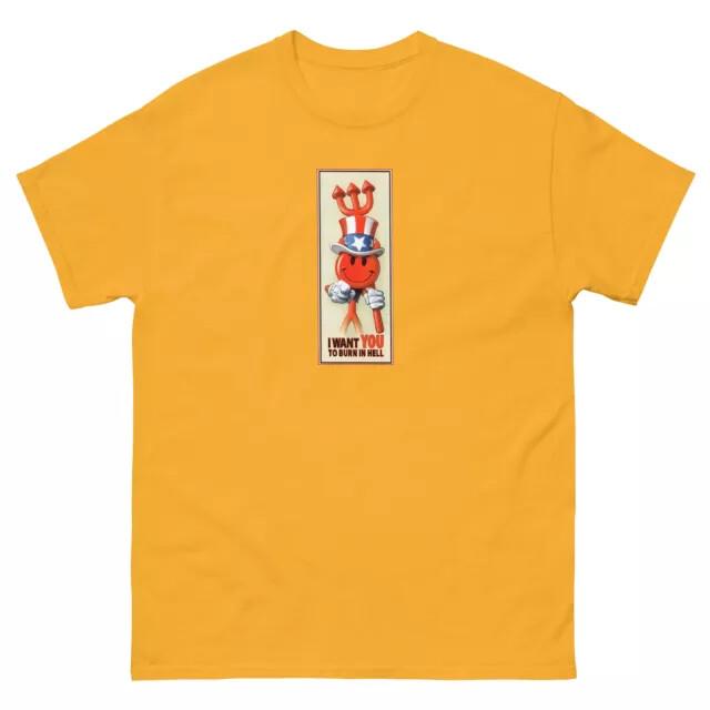 I Want YOU To Burn In Hell retro skateboarding t shirt designs Unisex T-Shirt S