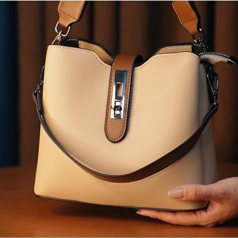 Autumn new simple and versatile bucket shoulder handbag women's bag