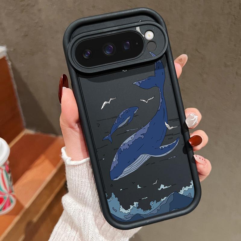 

Матовий м який чохол з принтом морського кита для Google Pixel 9 Pro XL 8 Pro 7A, протиударний TPU, захист об єктива, чохол для телефону Google Pixel 7 Pro чорний