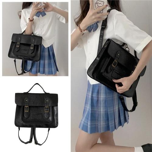 Satchel Bag, Cosplay Handbag, Casual, Large Capacity, PU Leather, Popular, Cute, College Retro Style, Lightweight, Double-Shoulder, Waterproof, Unisex