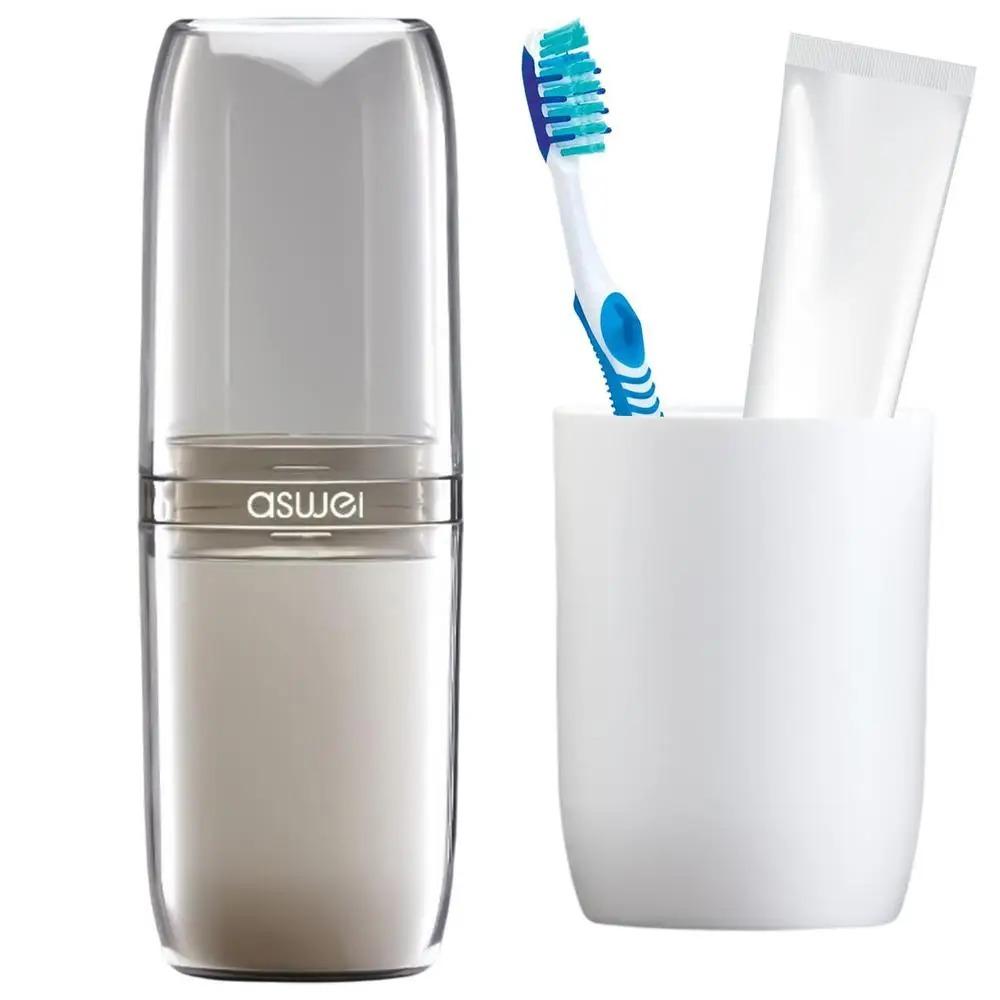 4 Pcs Travel Storage Cup Travel Portable Toothbrush Cup Home Dental Cylinder Toothbrush Storage Box Travel Home Wash Set