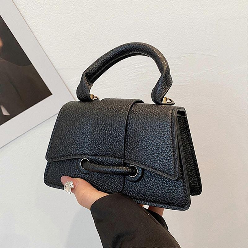 Korean Styles Crossbody Bag for Women Fashionable Daily Handbag with Top Handle Solid Color Shoulder Bag Work Bag White