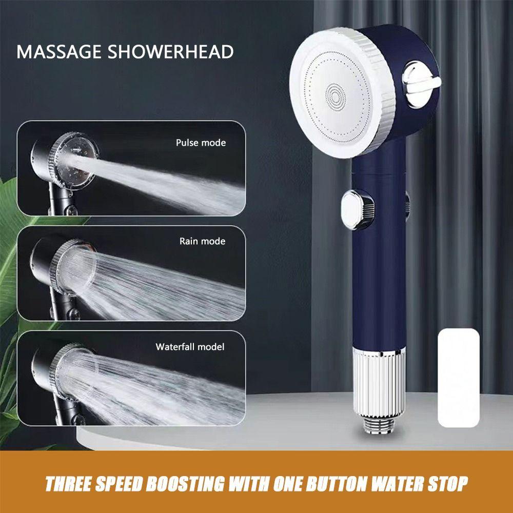 

3 режима регулируемой душевой головки Фильтрованная вода высокого давления Душ Распылитель с кнопкой остановки Многофункциональный фиолетовый