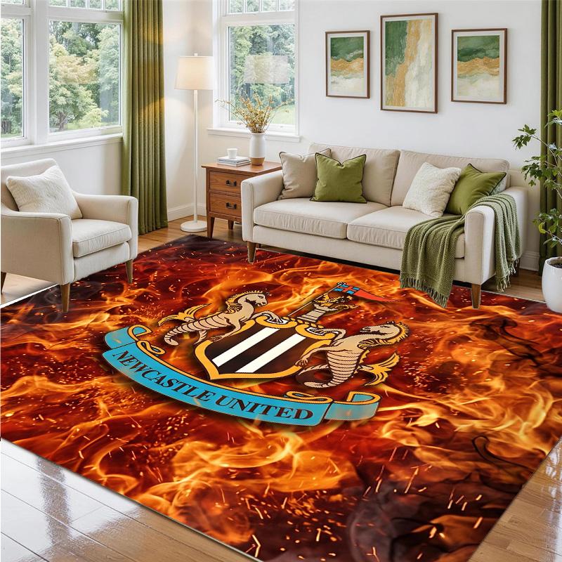 Newcastle United Football Design Crystal Velvet Rug Soft Decorative Mat for Bedroom Entrance